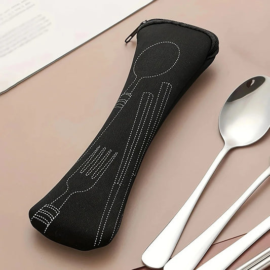 1PC Tableware Bag  Portable Dinner Set Travel Picnic Fork Packaging Outdoor Camping Kitchen Home Storage Bags(only Bag)