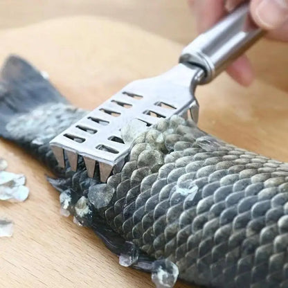 Kitchenley 2-in-1 Fish Scale Scraper & Shrimp Deveining Knife – Stainless Steel Fish Cleaning Tool for Seafood Prep