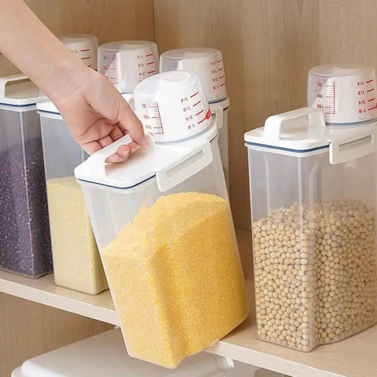 2.5L Four Button Sealed Household Rice Bucket Moisture proof Sealed Storage Canned Rice, Grains and Coarse Grains Storage Box