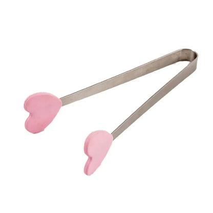Creative Silicone Stainless Steel Mini Snack Food Tongs Non-slip Handles BBQ Bread Ice Cube Clip Kitchen Accessories BBQ