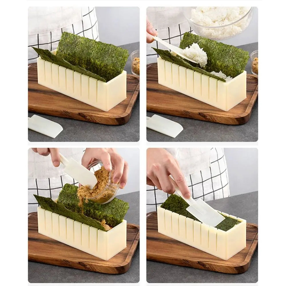 Sushi Maker Equipment Kit – Plastic Kimbap & Sushi Roll Molds in Round, Square & Heart Shapes