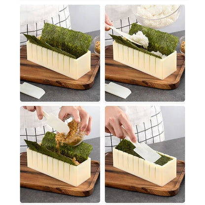 Sushi Maker Equipment Kit – Plastic Kimbap & Sushi Roll Molds in Round, Square & Heart Shapes