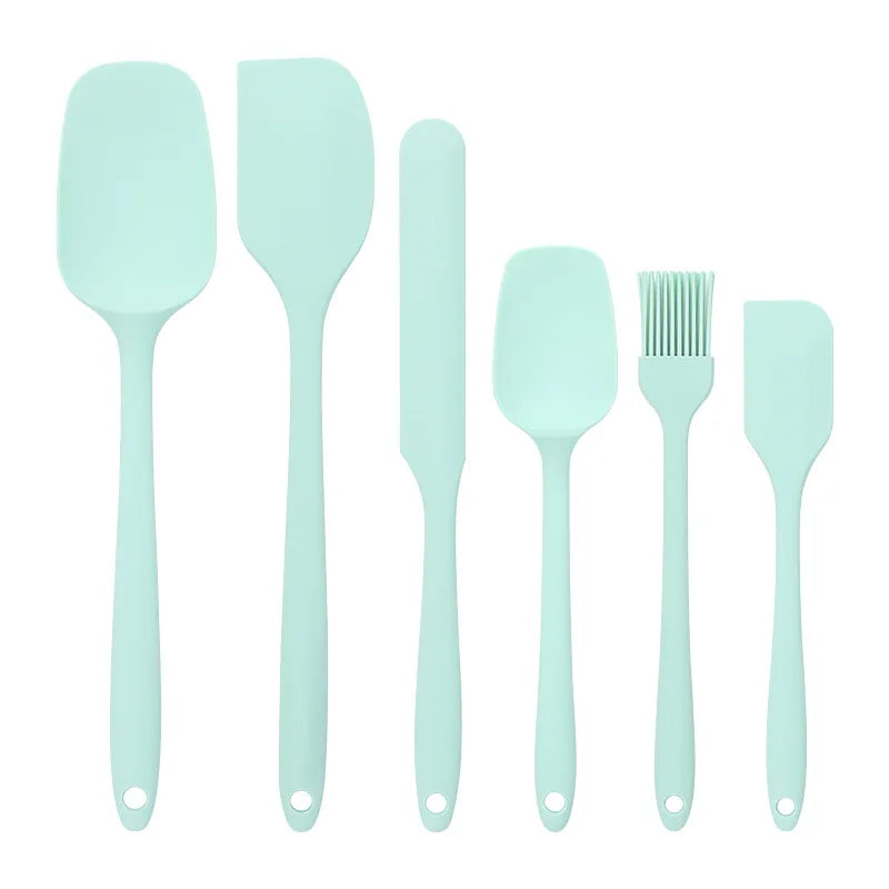 6pc Silicone Spatula set for baking-cake frosting kit with brush, non-stick scrapers & cream spreads |   cute kitchen gadgets