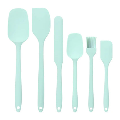 6pc Silicone Spatula set for baking-cake frosting kit with brush, non-stick scrapers & cream spreads |   cute kitchen gadgets