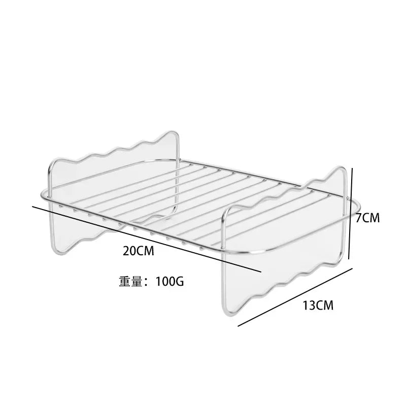 304 Stainless Steel Air Fryer Grill Rack & Vertical Skewer Stand – Dehydrator BBQ Rack & Toast Bread Holder