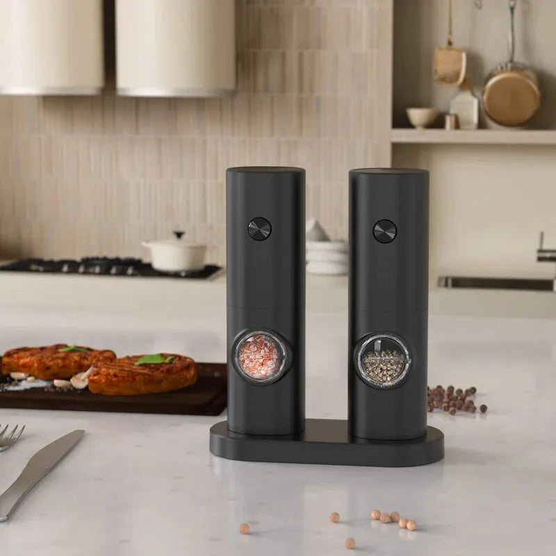 Electric Automatic Salt & Pepper Grinder with LED Light – Adjustable Coarseness Mill