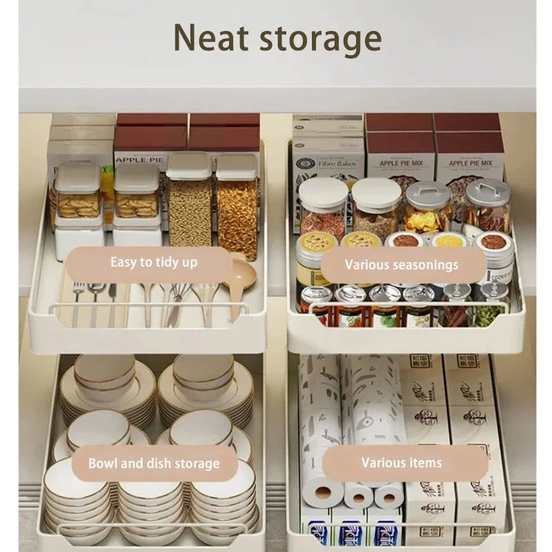 Pull-Out Kitchen Storage Rack with Slide Rails – Cabinet Organizer - Kitchenley