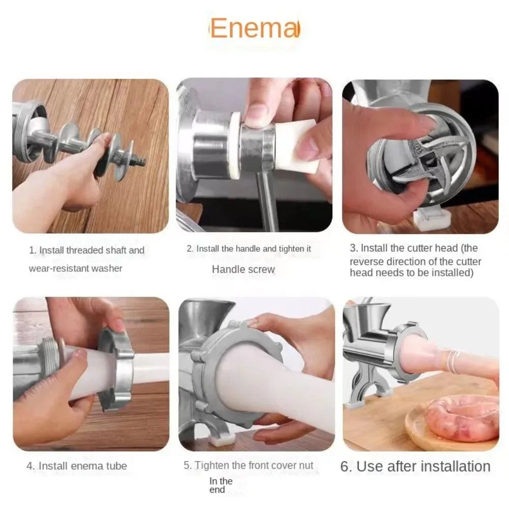 Heavy-Duty Manual Meat Mincer & Grinder – Sausage Filler, Noodle & Pasta Maker Kitchen Tool