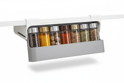 Self-Adhesive Wall-Mounted Spice Rack – Under-Shelf Seasoning Bottle & Kitchen Storage Organizer