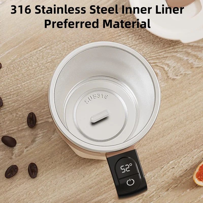 400ML Mixing Cup LED Temperature Display Coffee Cup 316 Stainless Steel Magnetic rotating stirring Milk Coffee Self Stirring Mug