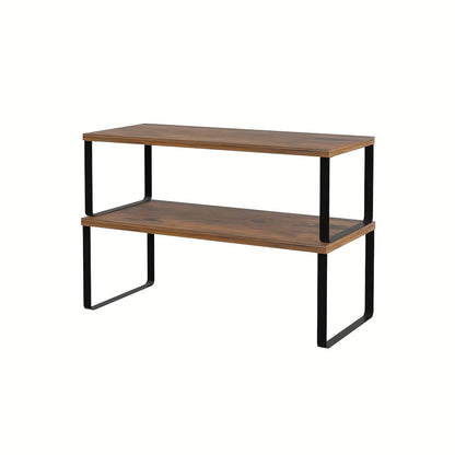 Stackable Expandable Kitchen Counter Shelves & Spice Rack – Cabinet Organizer Set of 2