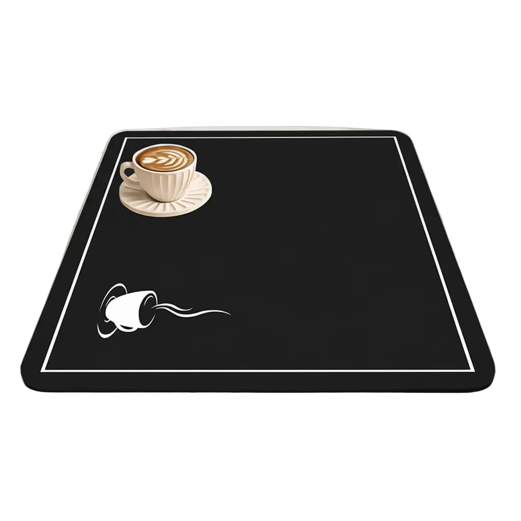 Coffee Machine Mat with Black Letter Print – Counter Pad & Appliance Mat - Kitchenley