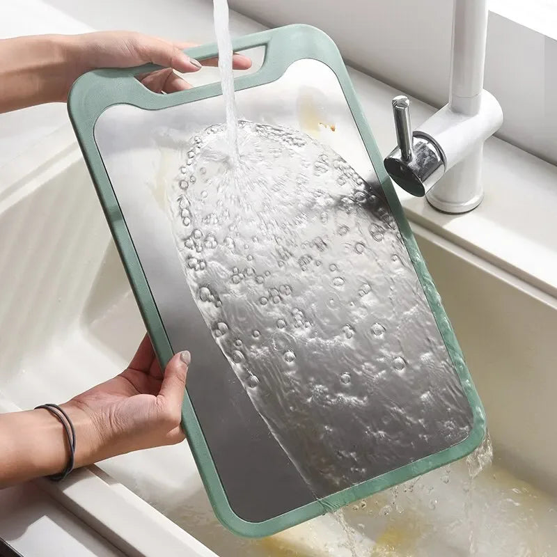 1PC Stainless Steel Plastic Double-sided Multifunctional Cutting Board for Cutting Vegetables, Meat, and Fruits.