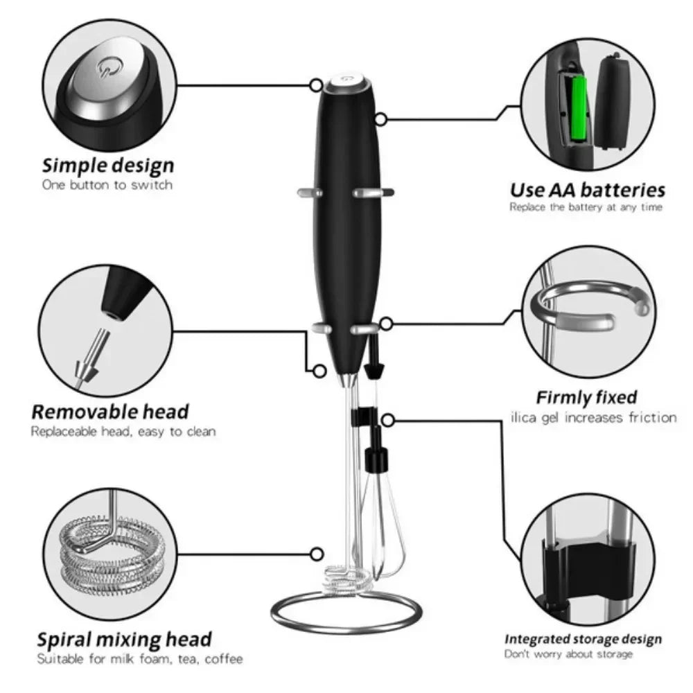 Powerful Electric Milk Frother, Handheld Mini Whisk for Coffee, Latte, Cappuccino, Kitchen Tools, Household Essentials
