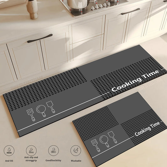 Kitchen Corner Floor Mat  Waterproof Carpet Non-slip Foot Mats Long Carpets Rug Black Plaid Home Decoration Rugs Washable Mat