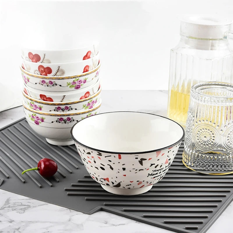 Silicone Draining Pad Drying Mat Pots Dish Drain Mat For Kitchen Tableware Non-slip Mats Anti-scald Coaster Kitchen Utensils