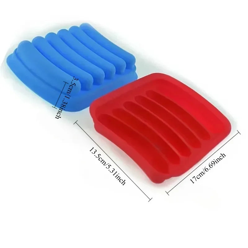 Sausage Maker Mould 6 Cavity Silicone DIY Ham Hot Dog Making Moulds With Lid Kitchen Household Sausages Cake Baking Tools Molds