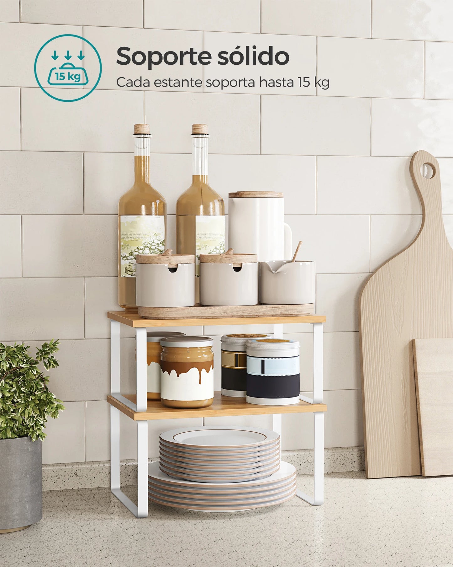 Extendable Metal & Wood Spice Rack – Kitchen Storage Organizer Set of 2
