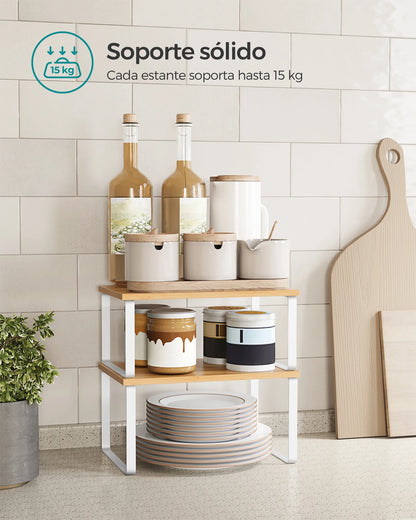 Extendable Metal & Wood Spice Rack – Kitchen Storage Organizer Set of 2