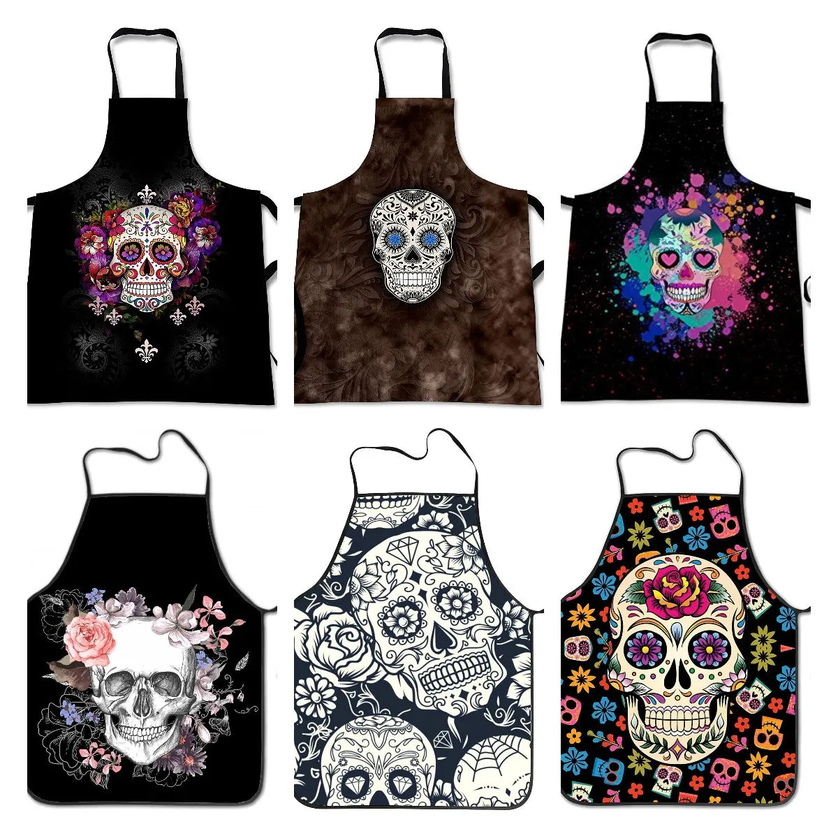 Sugar Skull Print Halloween Cooking Apron