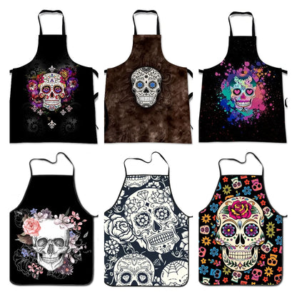 Sugar Skull Print Halloween Cooking Apron
