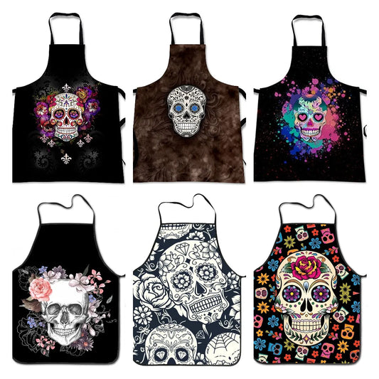 Sugar Skull Print Halloween Cooking Apron