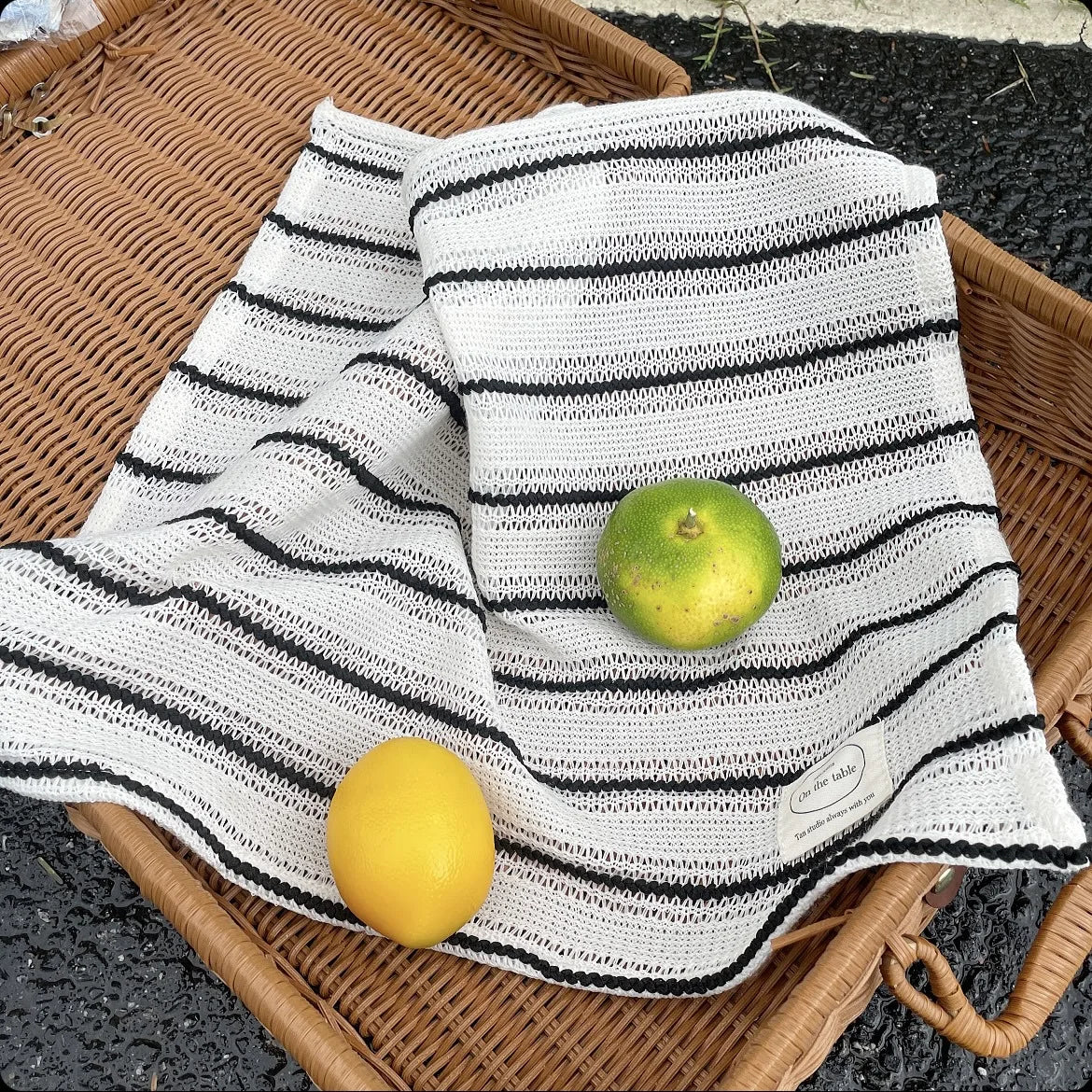 Simple Black White Striped Tablecloth Placemat Dining Table Mat Coaster Food Posing Background Cloth Home Decoration Accessories