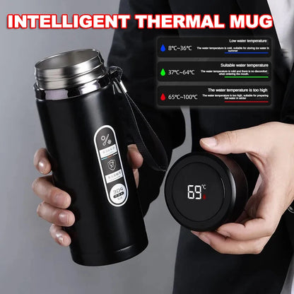 Stainless Steel Thermos Bottle with LED Temperature Display – 500ml & 1L - Kitchenley