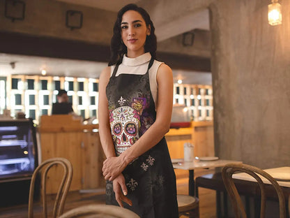 Sugar Skull Print Halloween Cooking Apron
