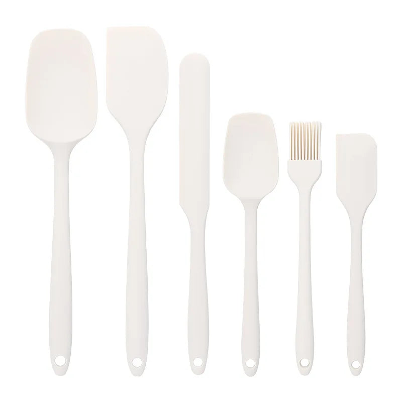 6pc Silicone Spatula set for baking-cake frosting kit with brush, non-stick scrapers & cream spreads |   cute kitchen gadgets