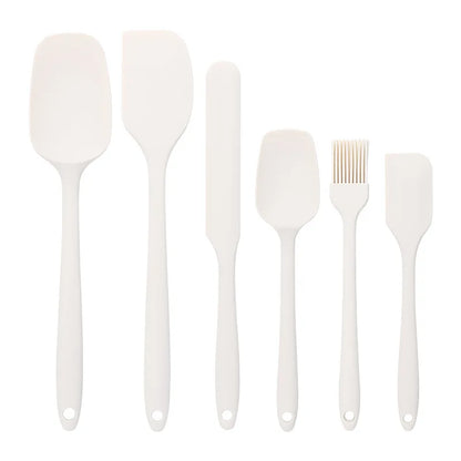 6pc Silicone Spatula set for baking-cake frosting kit with brush, non-stick scrapers & cream spreads |   cute kitchen gadgets