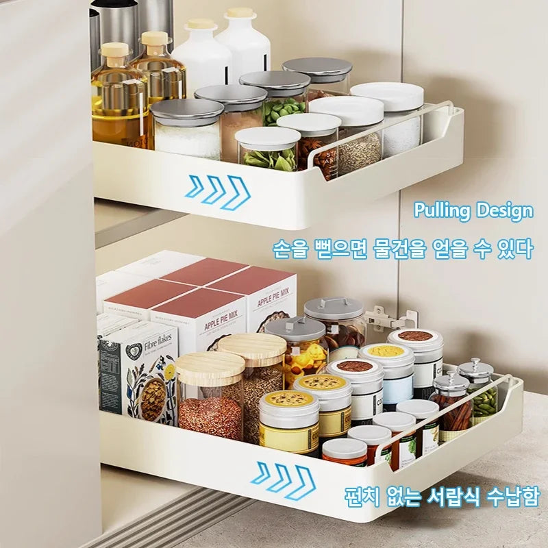 Pull-Out Kitchen Storage Rack with Slide Rails – Cabinet Organizer - Kitchenley