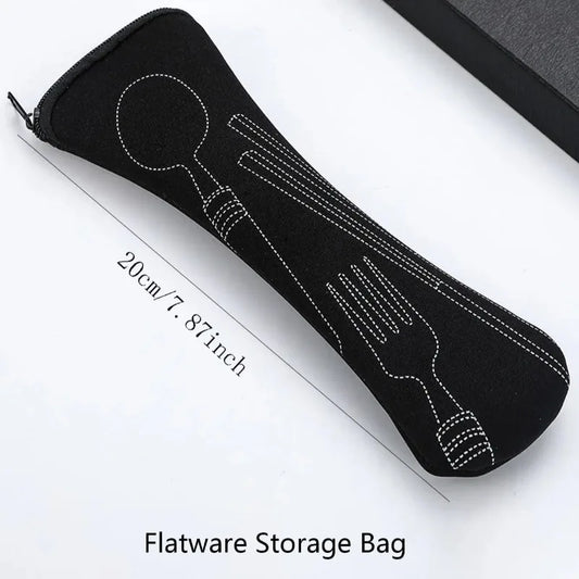 1PC Tableware Bag  Portable Dinner Set Travel Picnic Fork Packaging Outdoor Camping Kitchen Home Storage Bags(only Bag)
