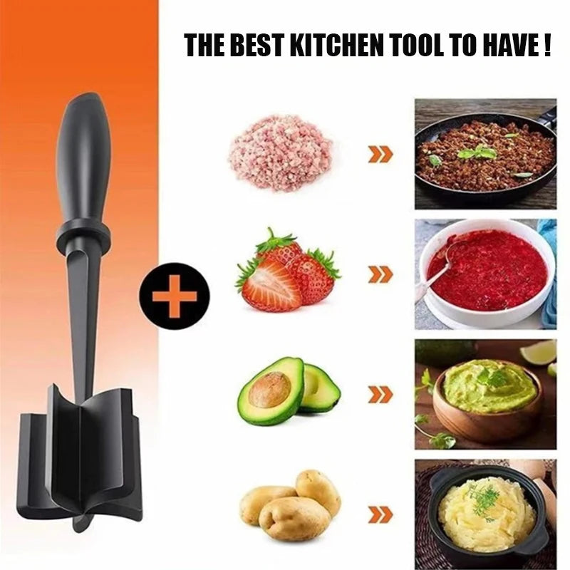 New Household Kitchen Meat Chopper Handheld Meat Grinder Mixing, Grinding and Pounding Spatula Meat Mashing Machine Kitchen Tool