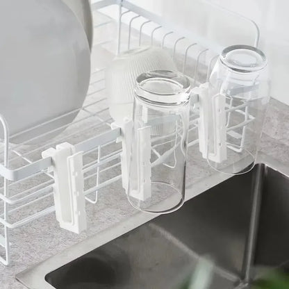 Cup Holder Sink Dish Rack Adjustable Length Plastic Kitchen Organizer Cup Mug Bottle Drying Drainer for Kitchen Bathroom Space S