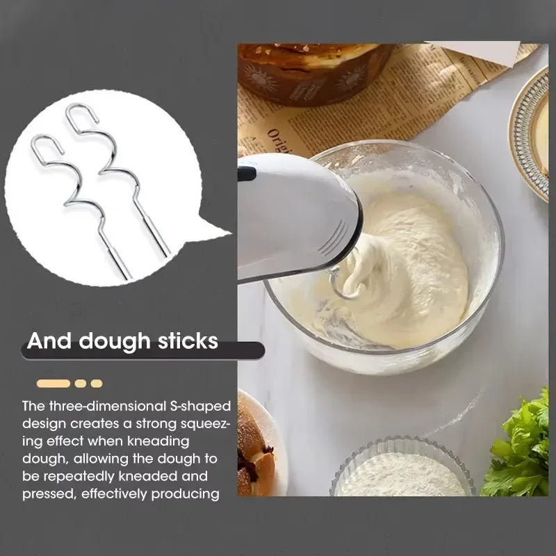 220V Handheld Electric Egg Beater, Household Automatic Mixer, Handheld Food Cake Bread Baking Dough Mixer, 7-speed Cream Blender