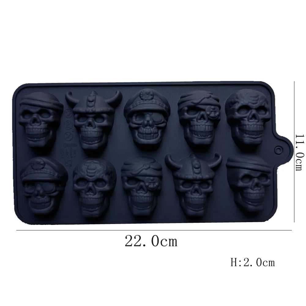 10-Grid Skull Silicone Ice Cube Mold