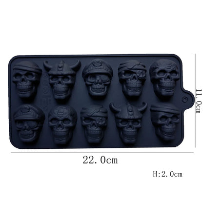 10-Grid Skull Silicone Ice Cube Mold
