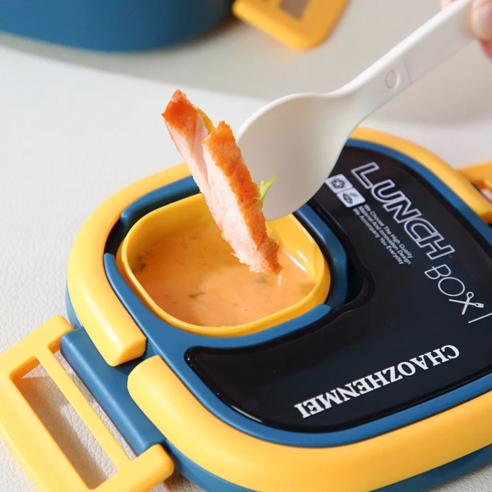 Blue/Green/Pink/White Insulated Lunch Box Plastic/Stainless Steel 15*15*9.6 CM Bento Box Lunch Box with Cutlery Camp Out