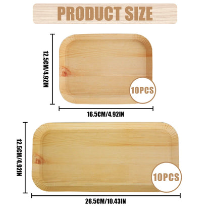 10/20pcs Disposable Rectangle Wood Plates Paper Tray Tableware Desserts Bread Salad Dinner Party Table Accessorie Container