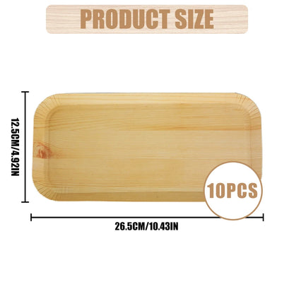 10/20pcs Disposable Rectangle Wood Plates Paper Tray Tableware Desserts Bread Salad Dinner Party Table Accessorie Container