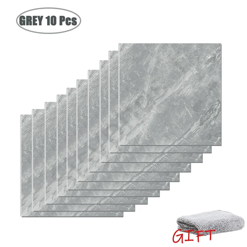 10-50Pcs PVC Marble Wall Stickers Self-Adhesive Thickened Tile Sticker Bathroom Waterproof Floor Sticker Kitchen Home Decoration