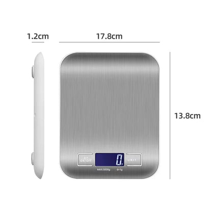 5kg/1g Multifunction Electric Digital Kitchen Food Scale LCD Display, High Precise Waterproff Measuring Scale Stainless Steel