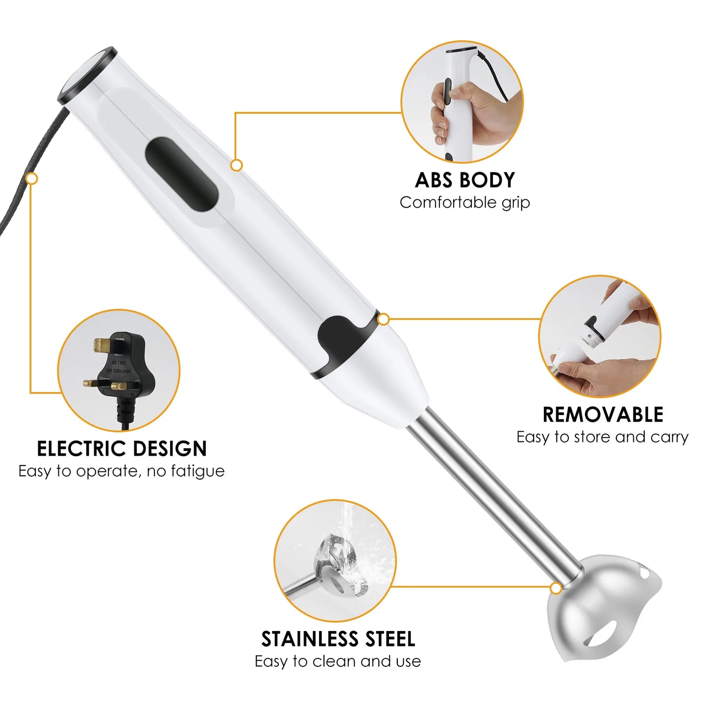 Immersion Blender Household Handheld Immersion Blender Multifunctional Electric Stick Blender for Soup Smoothie Sauce Juice