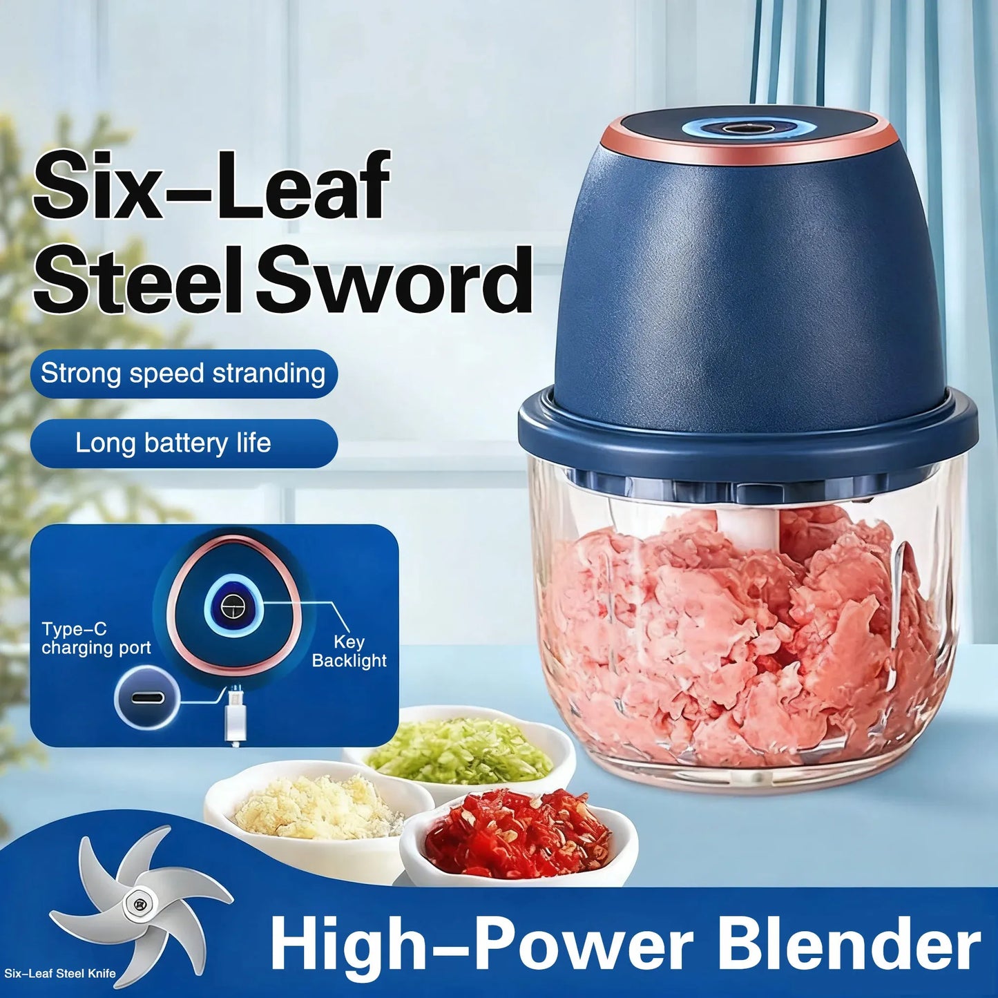 350ml USB Electric Meat Grinder & Food Chopper – Garlic Masher, Vegetable Slicer & Kitchen Blender