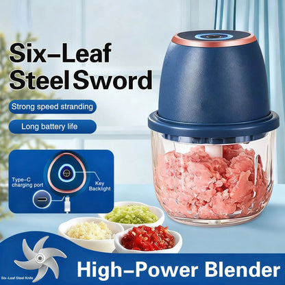 350ml USB Electric Meat Grinder & Food Chopper – Garlic Masher, Vegetable Slicer & Kitchen Blender