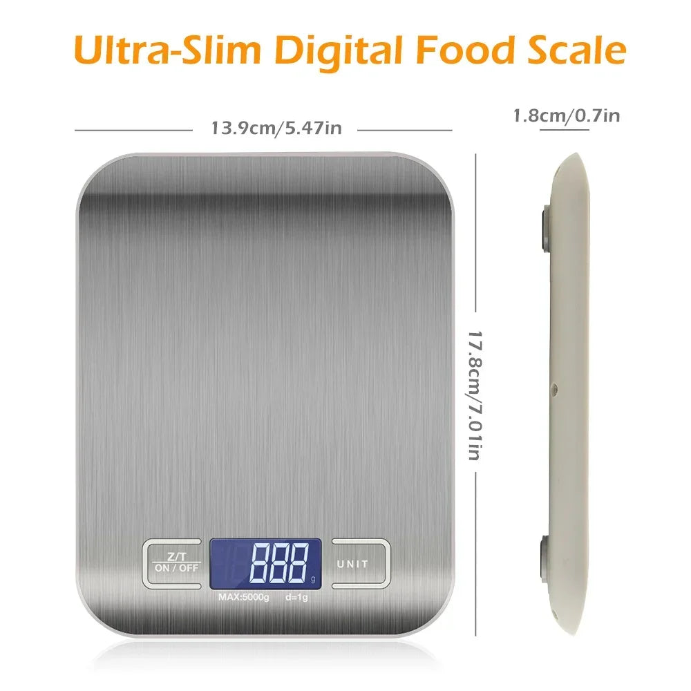 10kg/5kg LCD Electronic Scales OZ/ML/LB/G Kitchen Scale Stainless Steel Weighing Scale Food Diet Postal Balance Measuring Tool