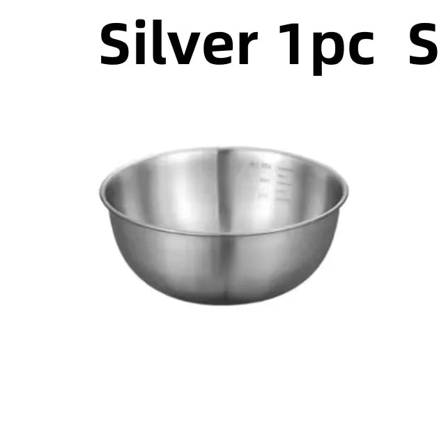 17/19/22CM Stainless Steel Salad Bowls Egg Flour Mixing Basin Fruit Vegetable Noodle Container for Kitchen Tableware Baking Tool