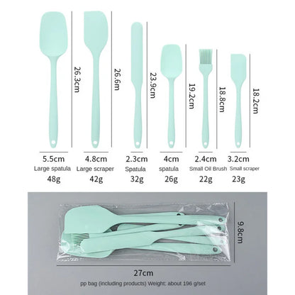 6pc Silicone Spatula set for baking-cake frosting kit with brush, non-stick scrapers & cream spreads |   cute kitchen gadgets