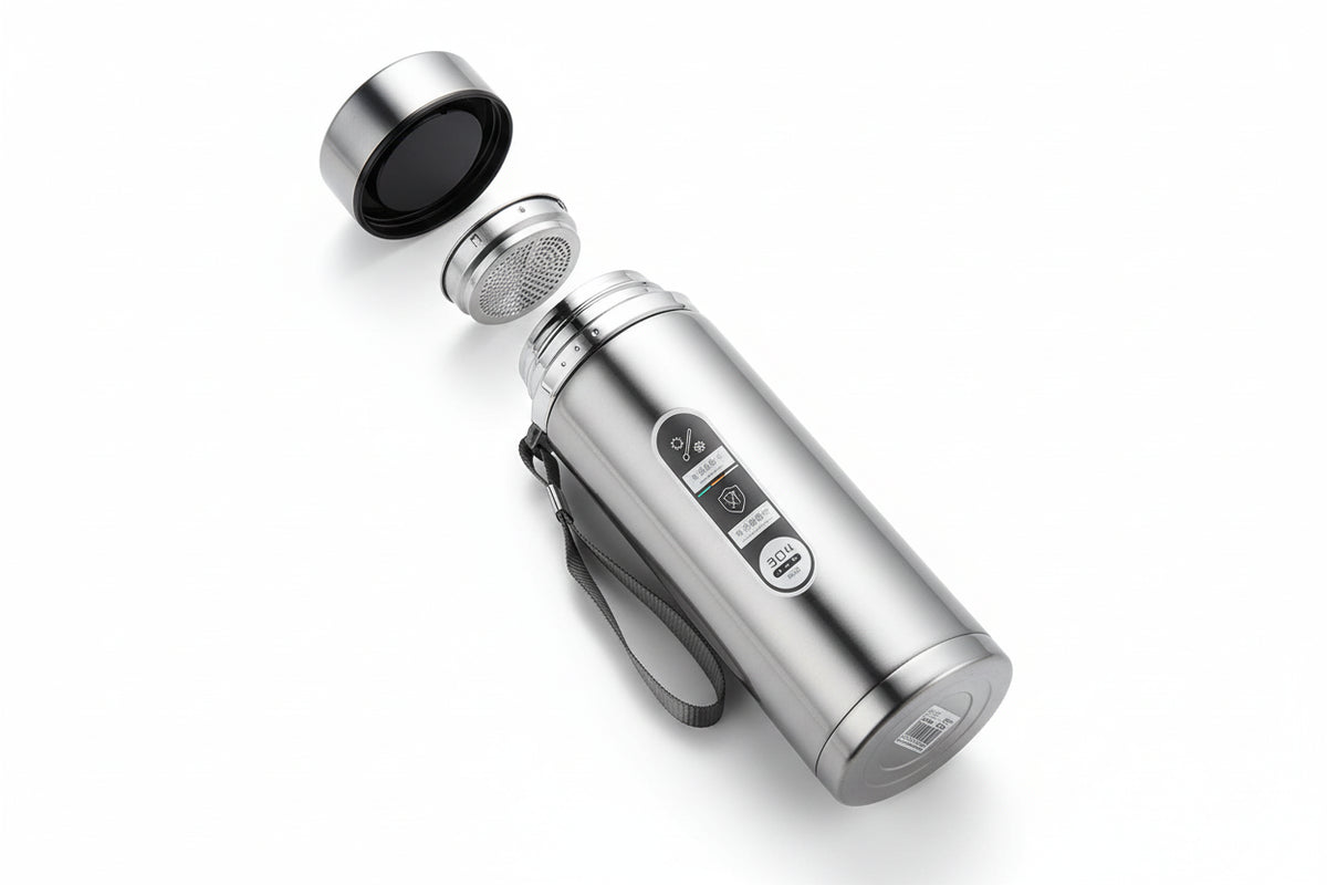 Stainless Steel Thermos Bottle with LED Temperature Display – 500ml & 1L - Kitchenley